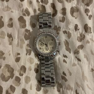 Silver Watch with Crystal Accents